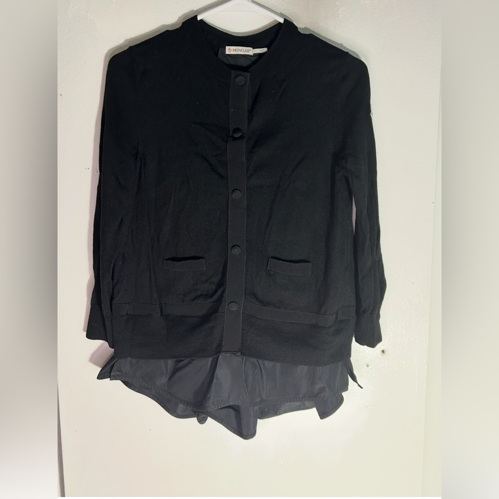 Moncler Black Knit Cardigan Button Front Size S Authentic - Picture 15 of 16